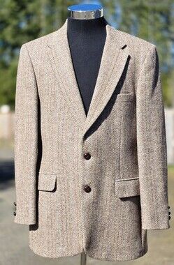 Vintage Harris Tweed Wool Blazer Mens 42R Houndstooth Coat Hebrides Scottland